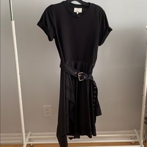 Philip Lim black handkerchief T-shirt dress w/belt